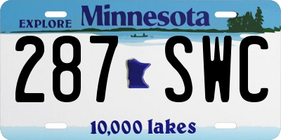 MN license plate 287SWC