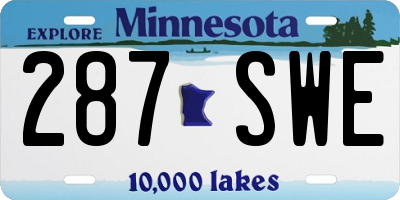 MN license plate 287SWE