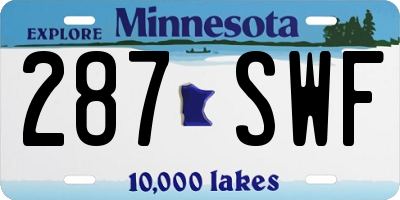 MN license plate 287SWF