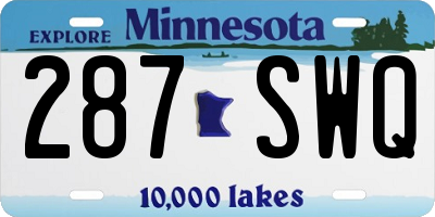 MN license plate 287SWQ