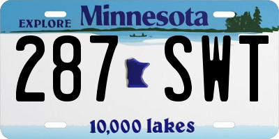 MN license plate 287SWT