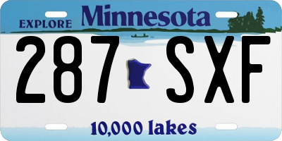 MN license plate 287SXF