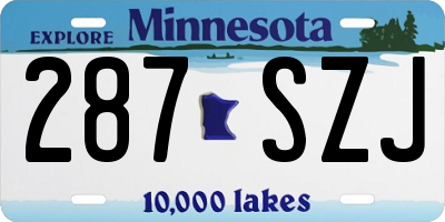 MN license plate 287SZJ