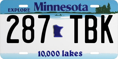 MN license plate 287TBK
