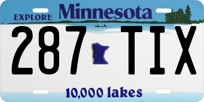MN license plate 287TIX
