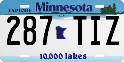 MN license plate 287TIZ