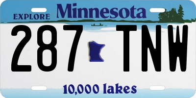 MN license plate 287TNW