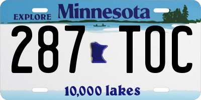 MN license plate 287TOC