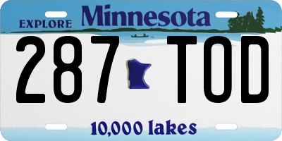 MN license plate 287TOD