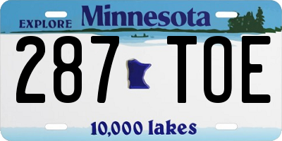 MN license plate 287TOE