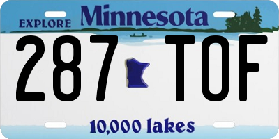 MN license plate 287TOF