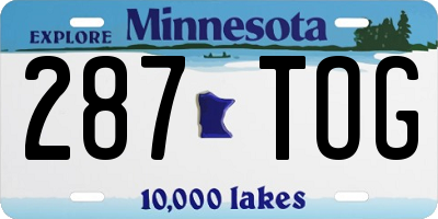 MN license plate 287TOG