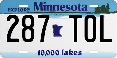 MN license plate 287TOL