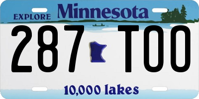 MN license plate 287TOO