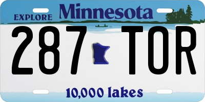 MN license plate 287TOR
