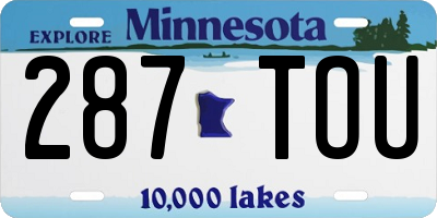 MN license plate 287TOU