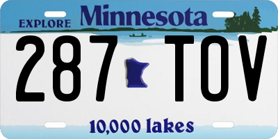 MN license plate 287TOV
