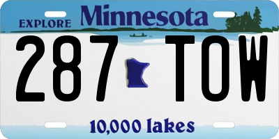 MN license plate 287TOW