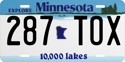 MN license plate 287TOX