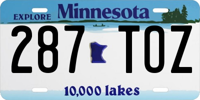 MN license plate 287TOZ