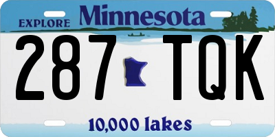 MN license plate 287TQK