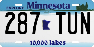 MN license plate 287TUN
