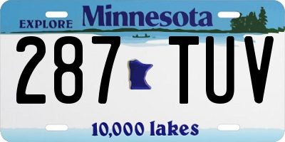 MN license plate 287TUV