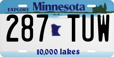 MN license plate 287TUW