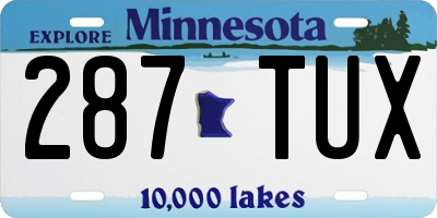 MN license plate 287TUX