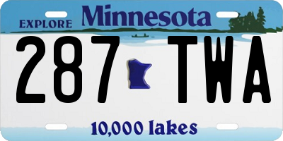 MN license plate 287TWA