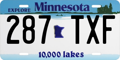 MN license plate 287TXF