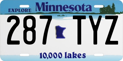 MN license plate 287TYZ