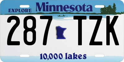 MN license plate 287TZK