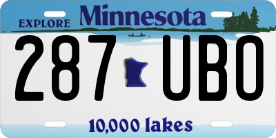 MN license plate 287UBO