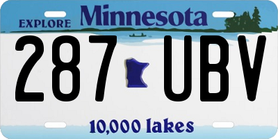 MN license plate 287UBV