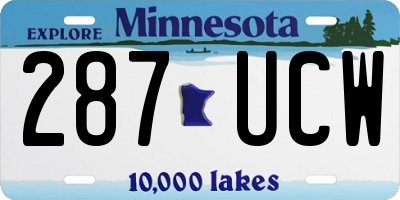 MN license plate 287UCW