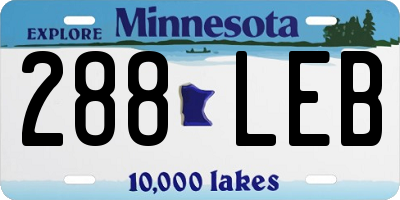 MN license plate 288LEB
