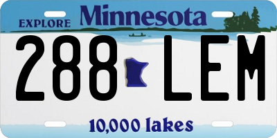 MN license plate 288LEM