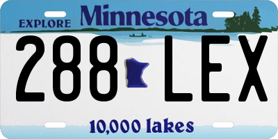 MN license plate 288LEX