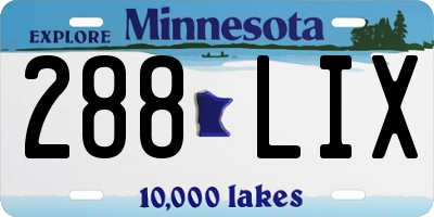 MN license plate 288LIX