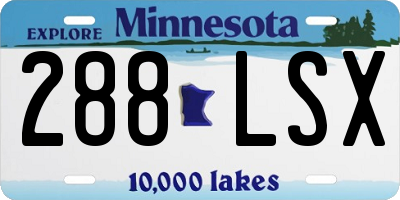 MN license plate 288LSX