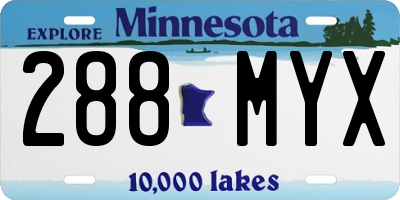 MN license plate 288MYX