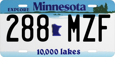 MN license plate 288MZF