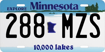 MN license plate 288MZS