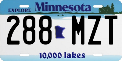 MN license plate 288MZT