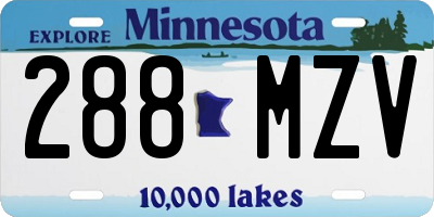 MN license plate 288MZV