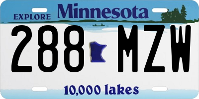 MN license plate 288MZW