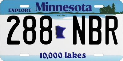 MN license plate 288NBR