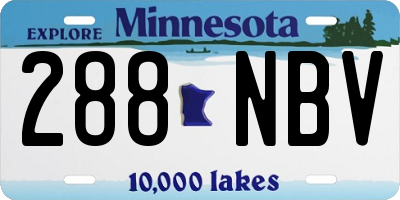 MN license plate 288NBV