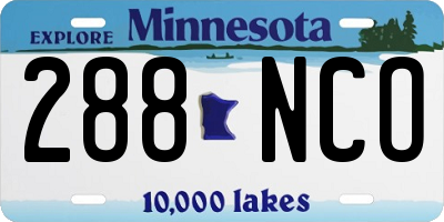 MN license plate 288NCO